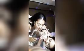 HORNY DRUNK LATINS SLUTS GET DRUNK AND SHARE A COCK IN THE DISCO! SLOPPY DOUBLE BLOWJOB RECORD FROM A POINT OF VIEW WITH HUGE CUMSHOT