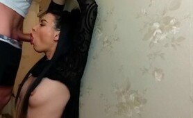 Horny boyfriend forces his hot brunette girlfriend into an exciting face fuck. He fucks her so hard she struggled to try and stop him.