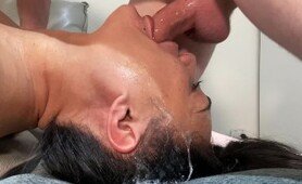 There is cum in the mouth as Shantel Dee is throat fucked in an extremely deep throat in an amateur interracial, giving the best blowjob ever.